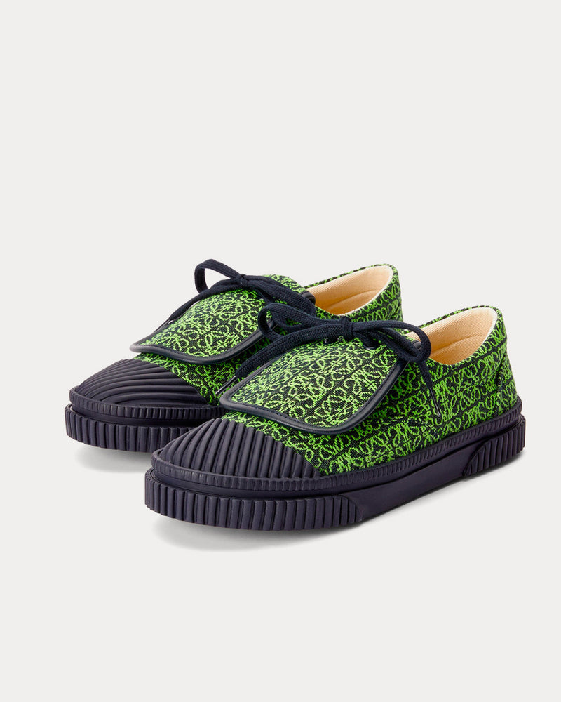 Loewe Flap Anagram Jacquard Apple Green / Deep Navy Low Top Sneakers - 2