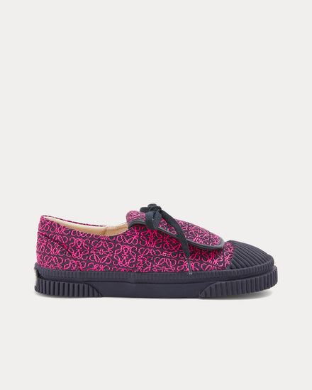 Loewe Flap Anagram Jacquard Neon Pink / Deep Navy Low Top Sneakers - 1