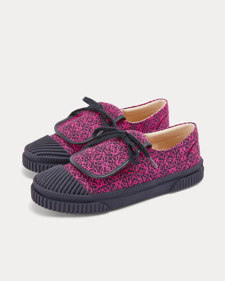 Loewe Flap Anagram Jacquard Neon Pink / Deep Navy Low Top Sneakers - 2