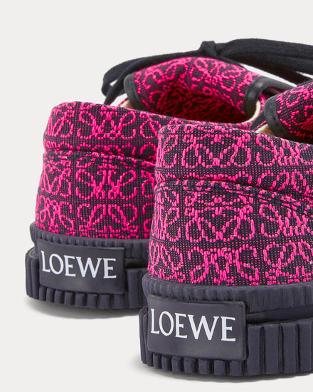 Loewe Flap Anagram Jacquard Neon Pink / Deep Navy Low Top Sneakers - 3