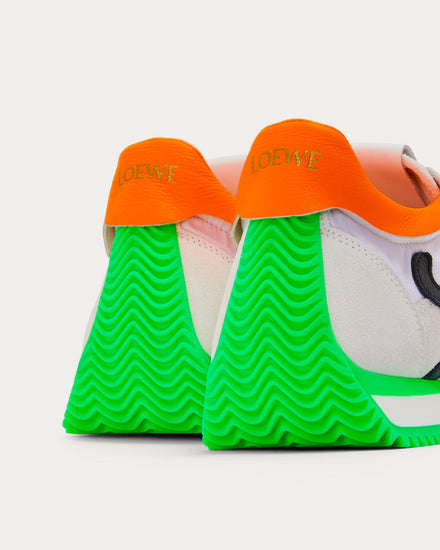 Loewe Flow Runner Nylon & Suede Soft White / Neon Green Low Top Sneakers - 4