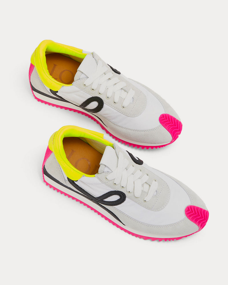 Loewe Flow Runner Nylon & Suede Soft White / Neon Pink Low Top Sneakers - 2