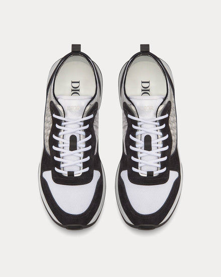 Dior B25 Black Suede with White Technical Mesh and Black Dior Oblique Canvas Low Top Sneakers - 2