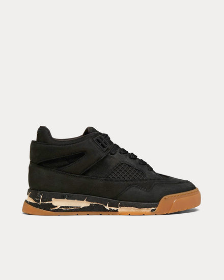 関税送料込 MAISON MARGIELA DDSTCK レザー スニーカー Maison Margiela Men's DDSTCK Black Mid Top Sneakers & Trainers