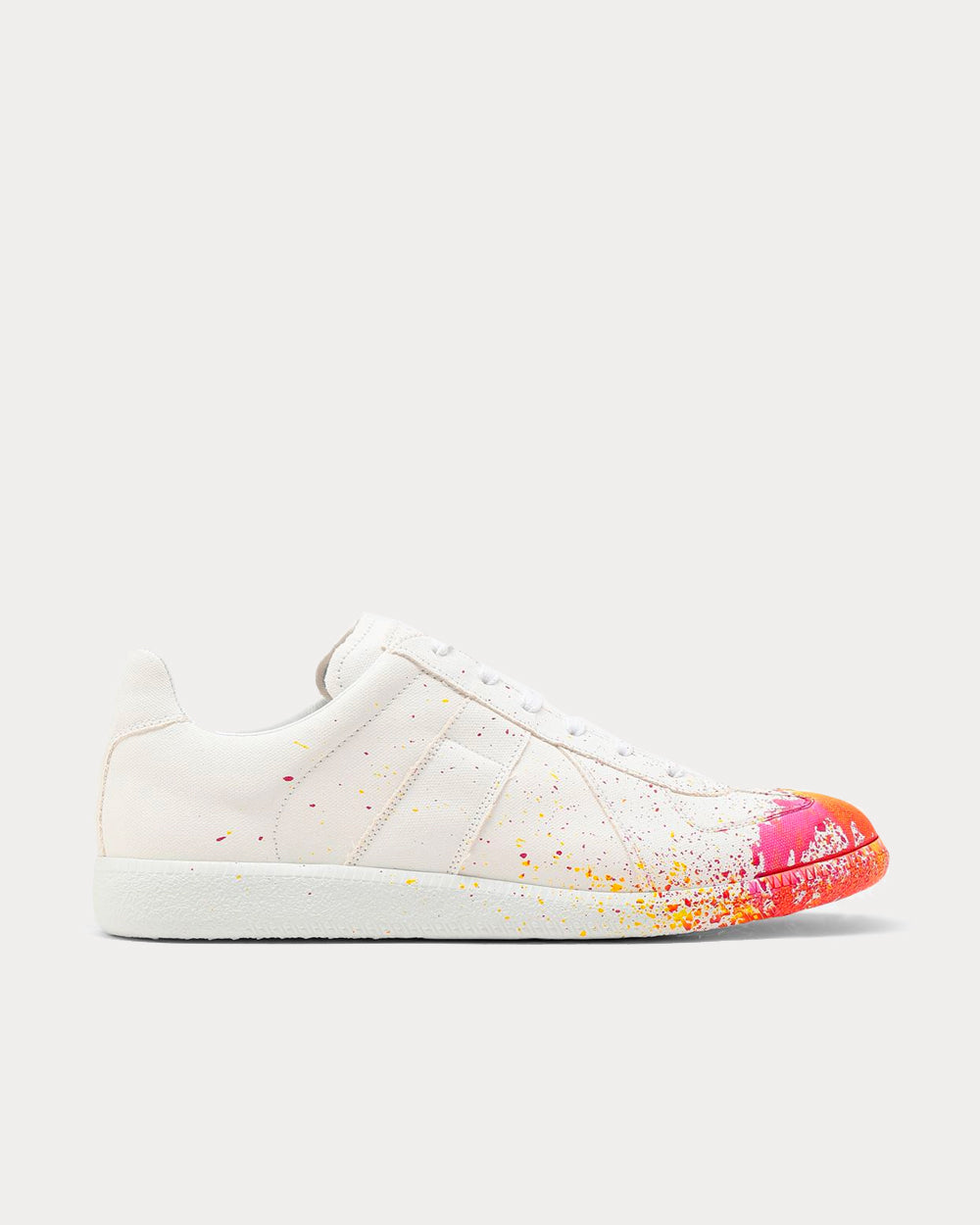 Maison Margiela Replica Paint Drop White Low Top Sneakers Sneak in Peace