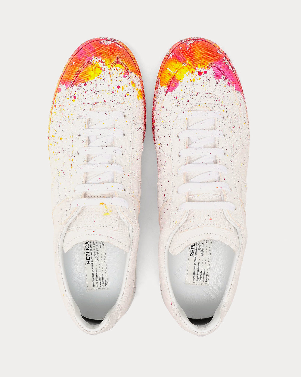 Maison Margiela Replica Paint Drop White Low Top Sneakers Sneak in Peace