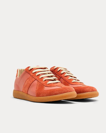 Maison Margiela Men's Replica Salmon Pink Low Top Sneakers Trainers