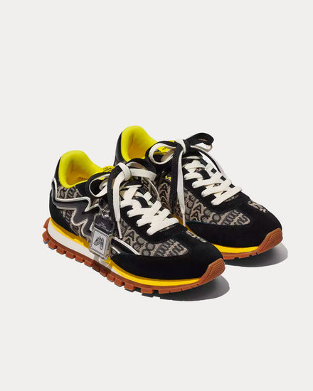 Marc Jacobs Women's Monogram Jogger Black / Yellow Low Top Sneakers