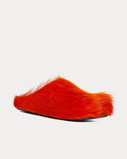 Marni Calf Hair Orange Mules Slip Ons - 2