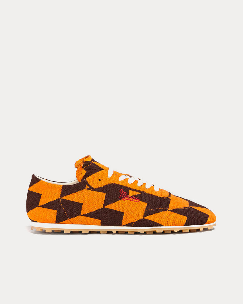 Marni Pebble Lace-Up Stretch Jacquard Pumpkin / Mocha Low Top Sneakers - 1