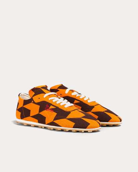 Marni Pebble Lace-Up Stretch Jacquard Pumpkin / Mocha Low Top Sneakers - 3
