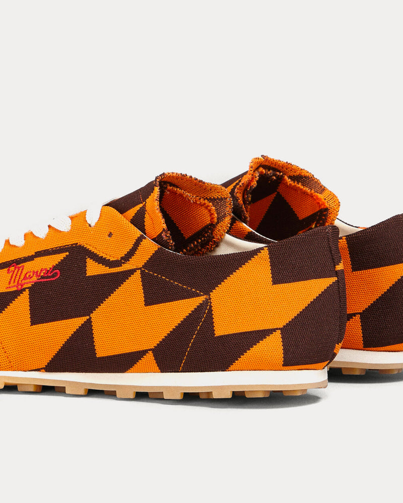 Marni Pebble Lace-Up Stretch Jacquard Pumpkin / Mocha Low Top Sneakers - 4