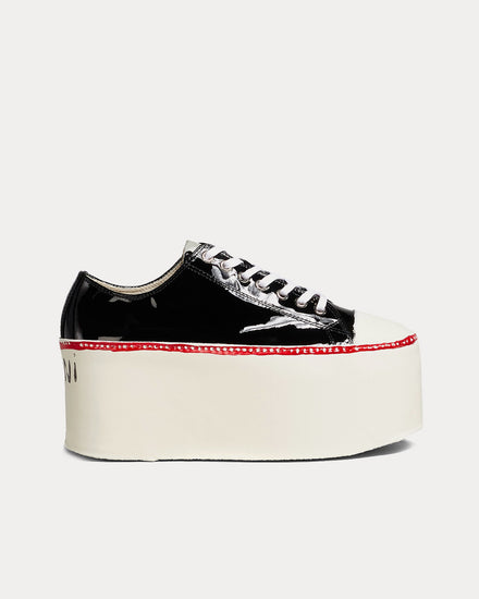 Marni Women's Platform Patent Leather Black Low Top Sneakers