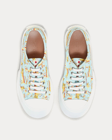 Marni Pablo Laced-Up Tiger Print Smoke Blue Low Top Sneakers - 2
