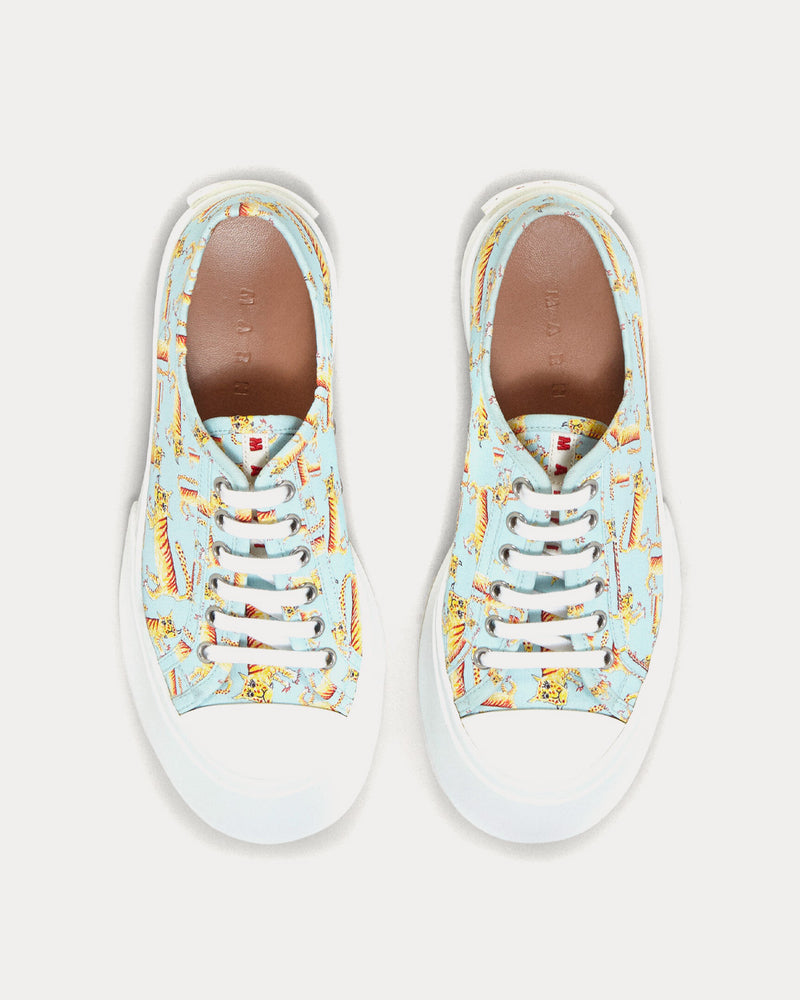 Marni Pablo Laced-Up Tiger Print Smoke Blue Low Top Sneakers - 2