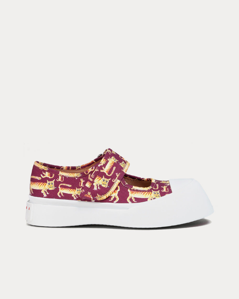 Marni Women's Pablo Mary-Jane Tiger Print Burgundy Slip On