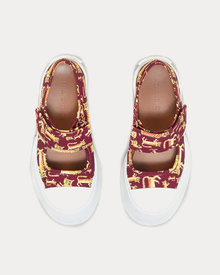 Marni Pablo Mary-Jane Tiger Print Burgundy Slip On Sneakers - 2