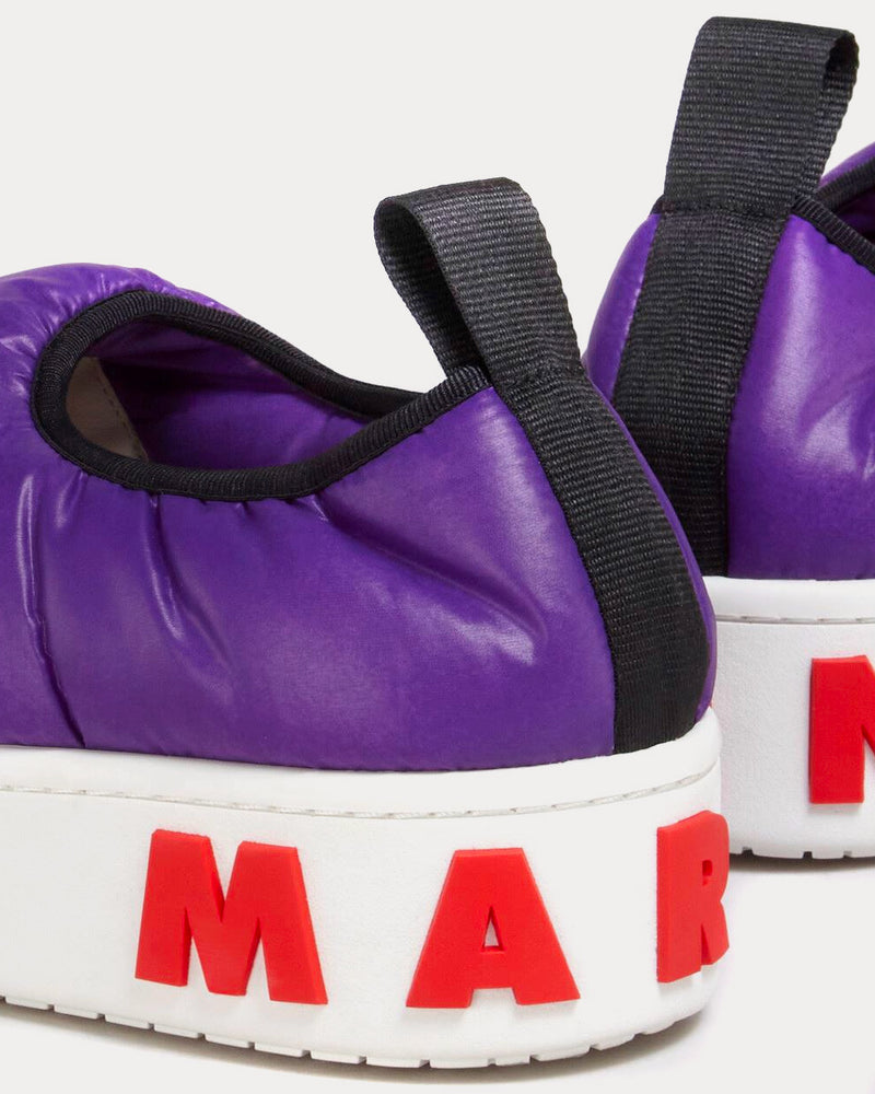 Marni PAW Quilted Nylon Bright Violet Slip On Sneakers - 4