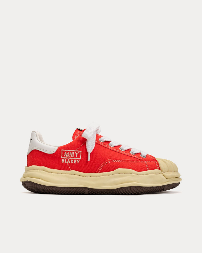 Mihara Yasuhiro Blakey Vintage-Like Original Sole Canvas Orange Low Top Sneakers - 1