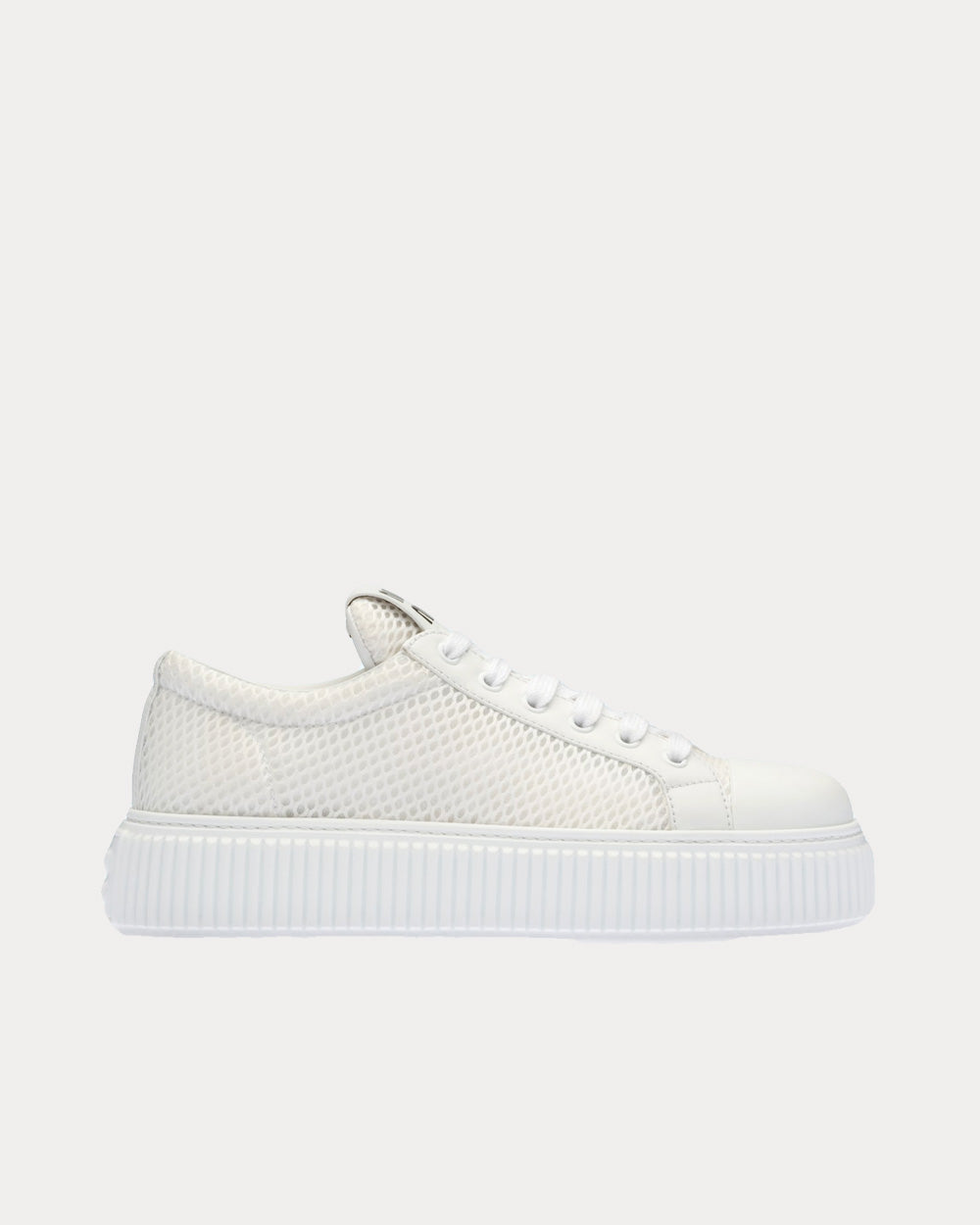 Miu Miu Women's Mesh Flatform White Low Top Sneakers