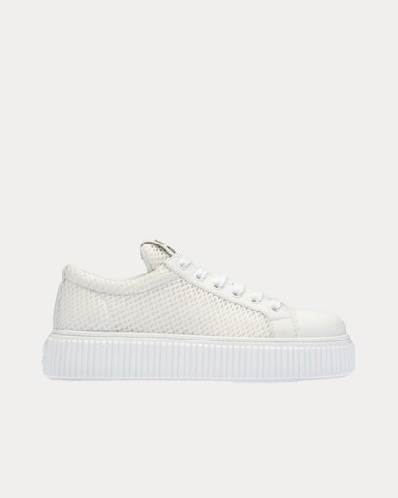 Miu Miu Women's Mesh Flatform White Low Top Sneakers