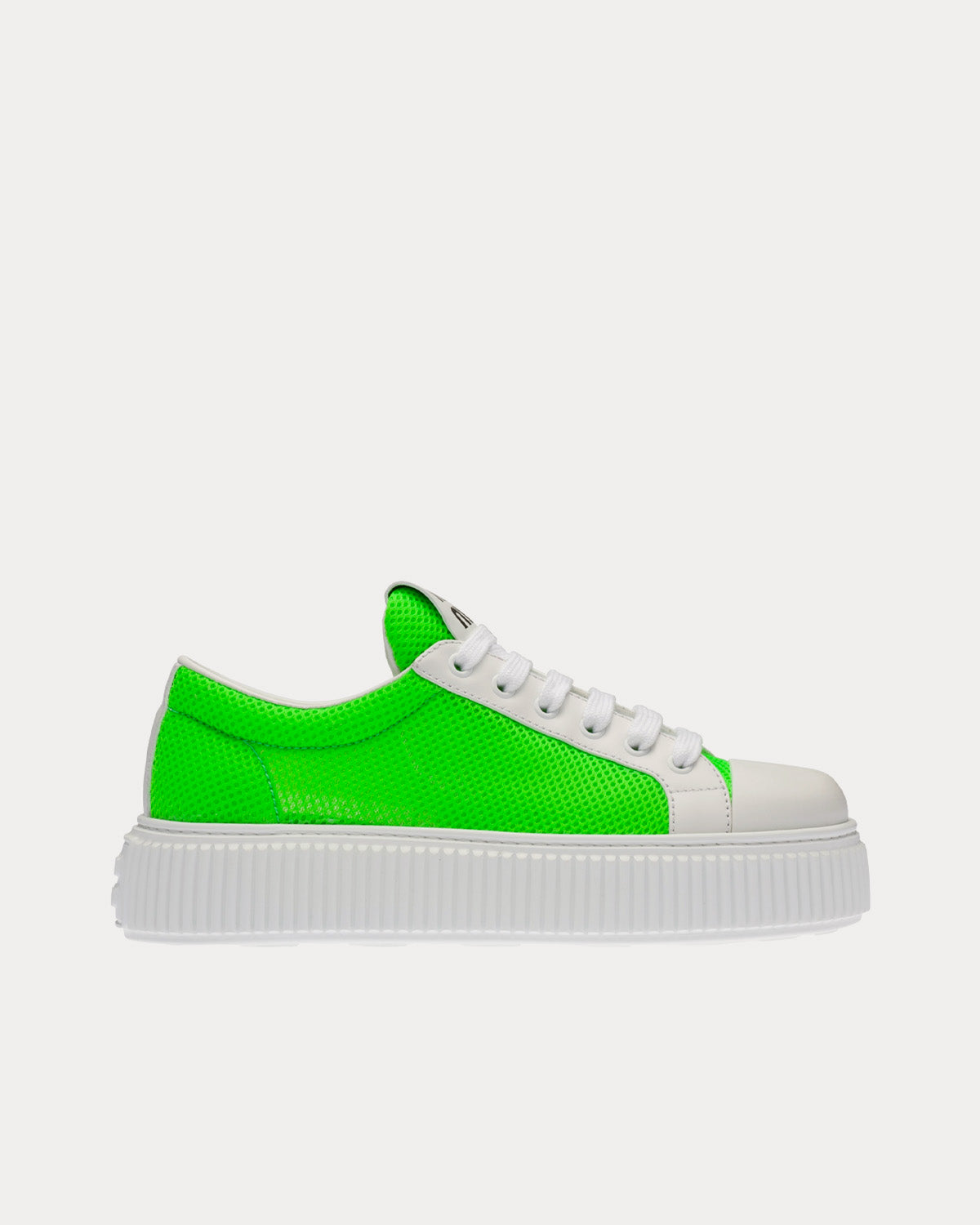 Miu Miu Women's Mesh Fabric Neon Green / White Low Top Sneakers