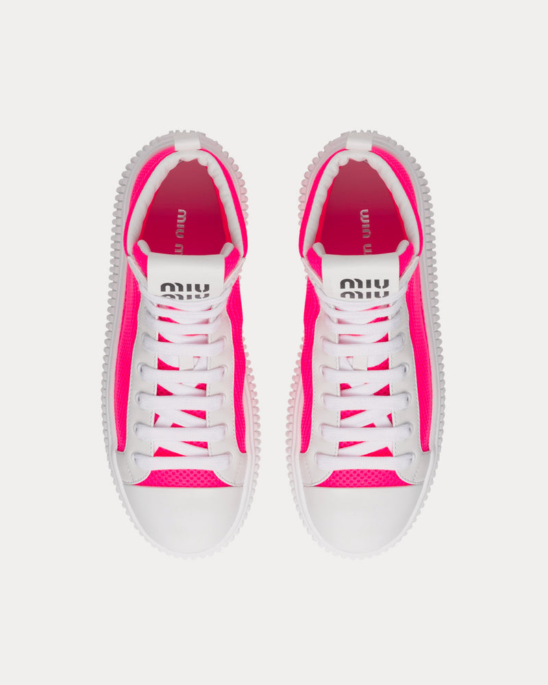Miu Miu Mesh Flatform Fluo Pink High Top Sneakers - 2