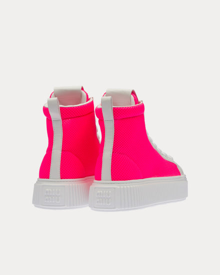 Miu Miu Mesh Flatform Fluo Pink High Top Sneakers - 4
