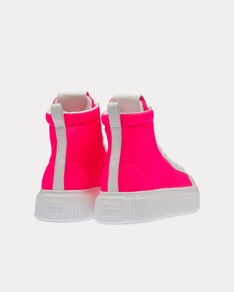 Miu Miu Mesh Flatform Fluo Pink High Top Sneakers - 4