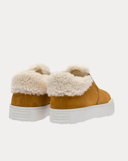 Miu Miu Suede Cognac Slip On Sneakers - 3