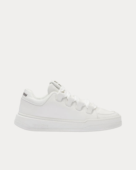 Miu Miu Leather White Low Top Sneakers - 1