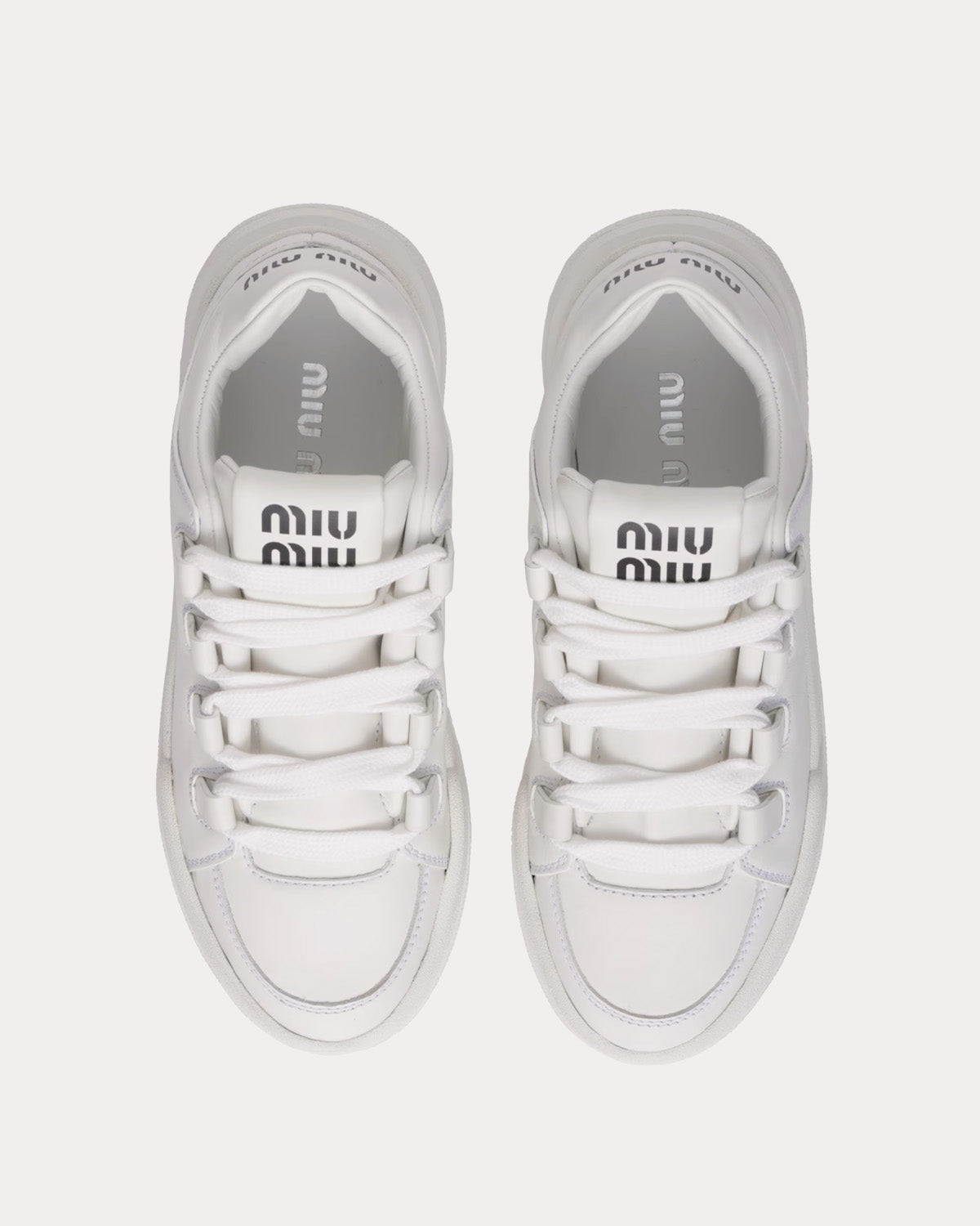 Miu Miu - Leather White Low Top Sneakers