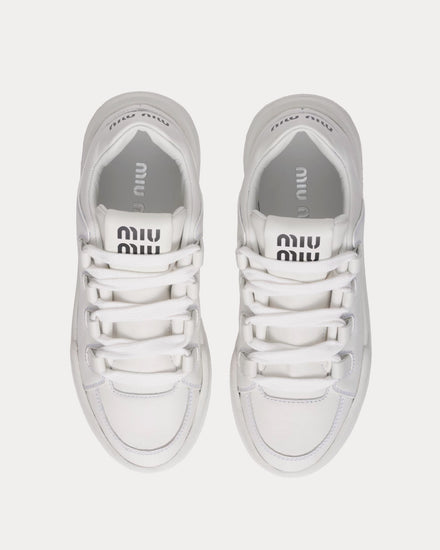 Miu Miu Leather White Low Top Sneakers - 3