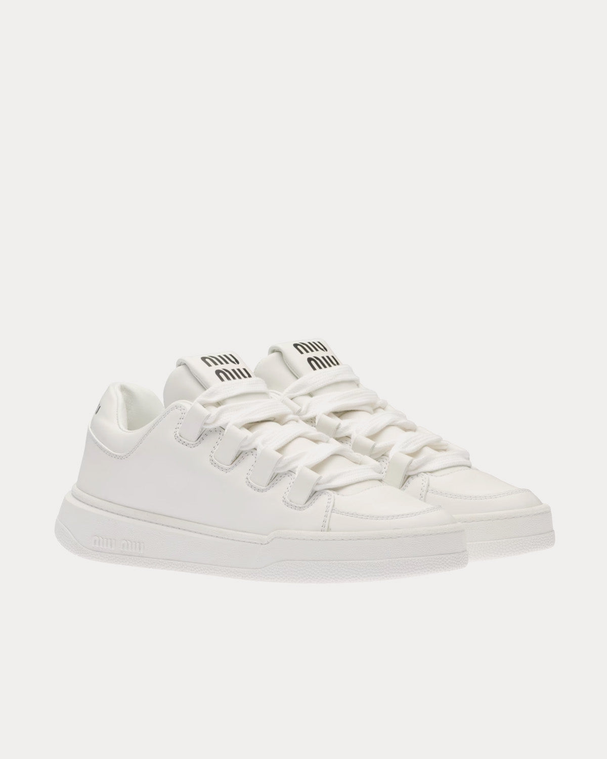Miu Miu - Leather White Low Top Sneakers