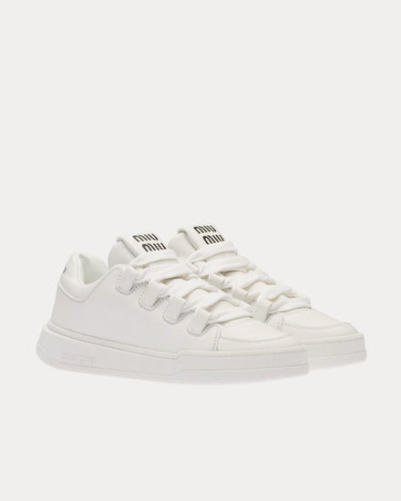 Miu Miu Leather White Low Top Sneakers - 2