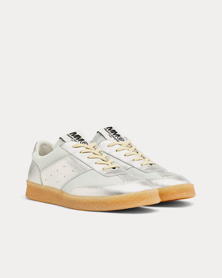 Maison Margiela MM6 Court Lamé Silver Low Top Sneakers - 2