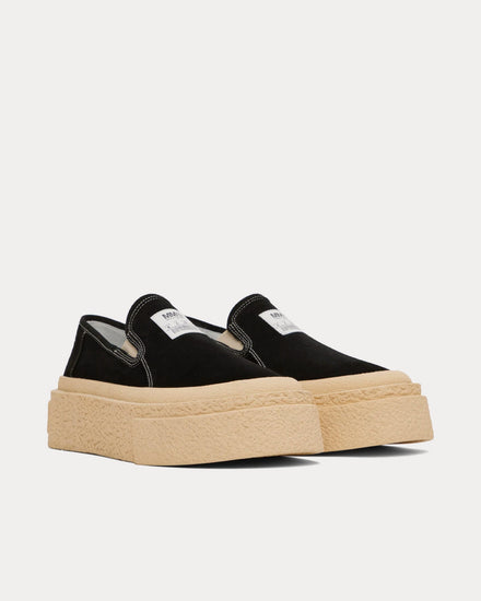MM6 Maison Margiela Platform Suede Black Slip On Sneakers - 2