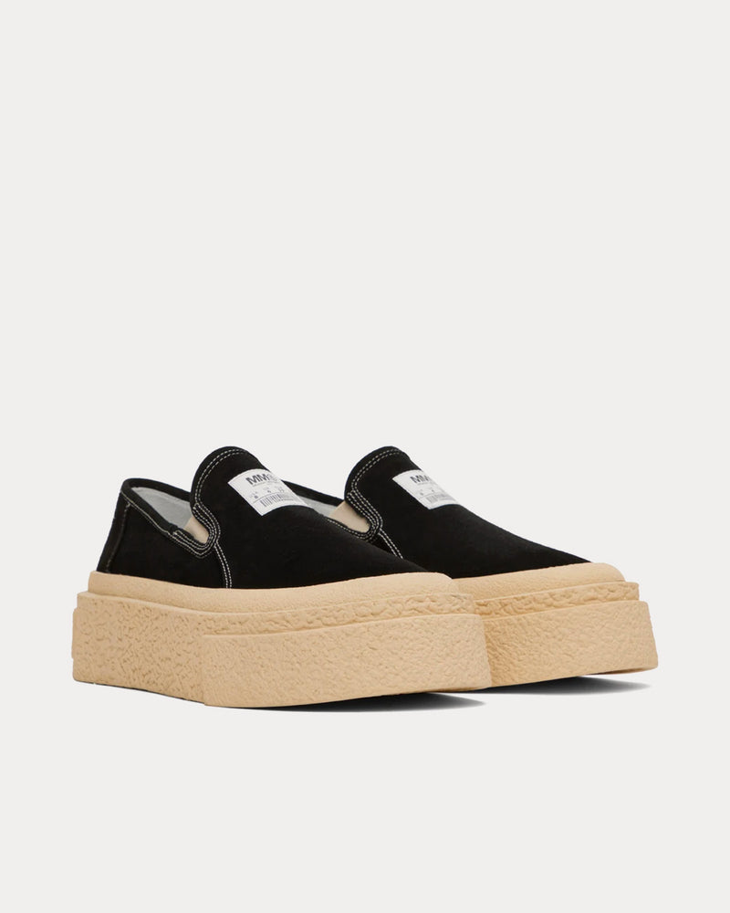 MM6 Maison Margiela Platform Suede Black Slip On Sneakers - 2