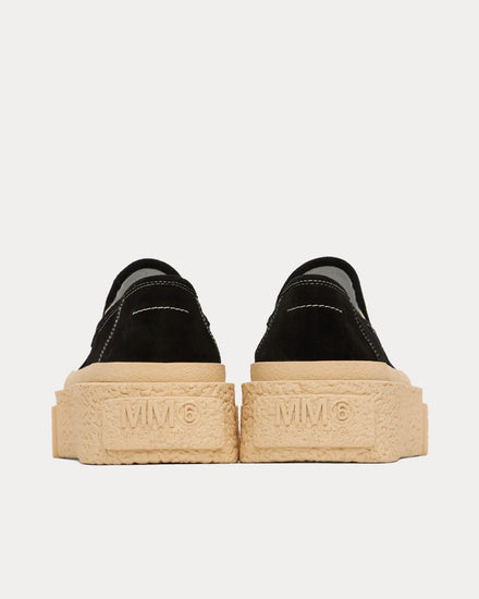 MM6 Maison Margiela Platform Suede Black Slip On Sneakers - 3