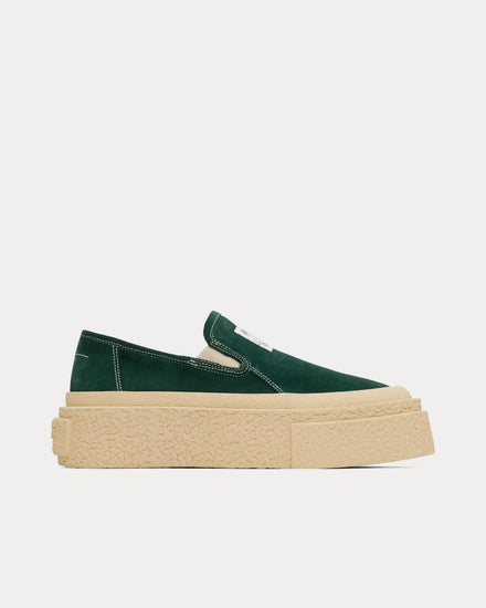 MM6 Maison Margiela Platform Suede Macard Green Slip On Sneakers - 1