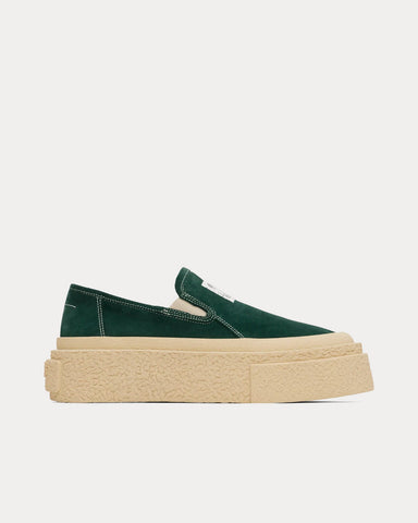 MM6 Maison Margiela Platform Suede Macard Green Slip On Sneakers