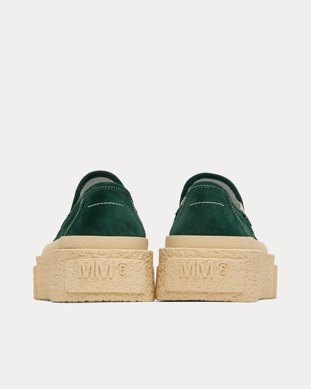 MM6 Maison Margiela Platform Suede Macard Green Slip On Sneakers - 3