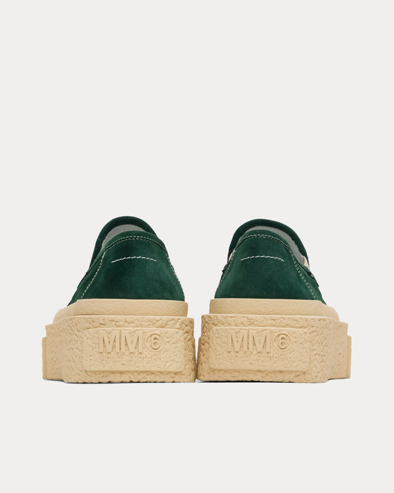 MM6 Maison Margiela Platform Suede Macard Green Slip On Sneakers - 3