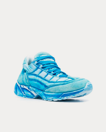 MM6 Maison Margiela Vintage Distressed-Effect Blue Low Top Sneakers - 3
