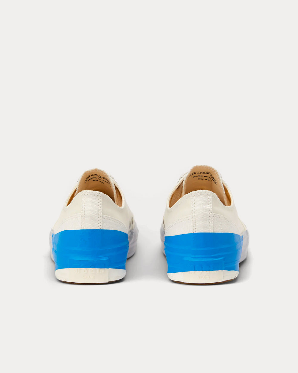 MSGM - Tape Appliqued Vulcanized Canvas White / Blue Low Top Sneakers