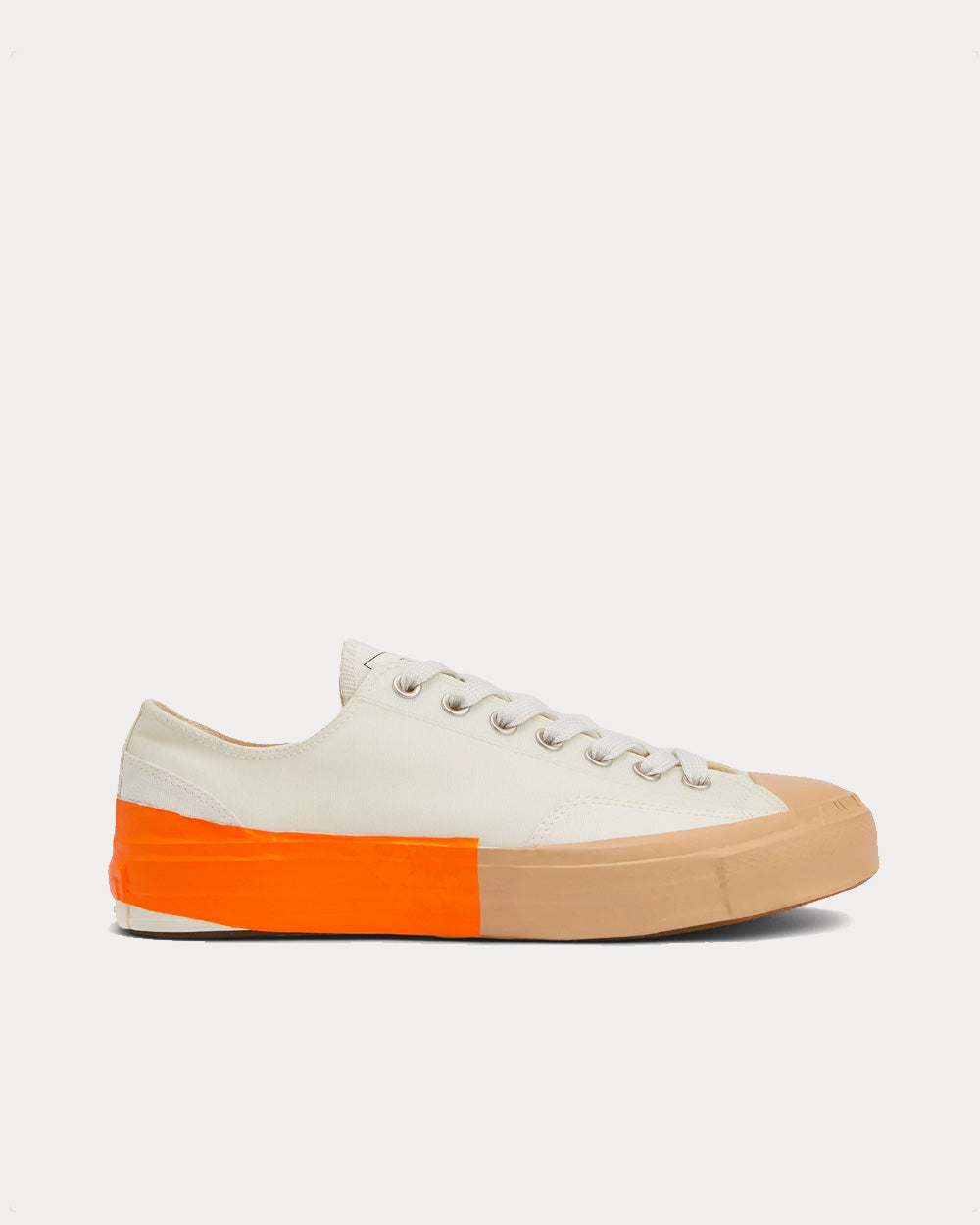 MSGM - Tape Appliqued Vulcanized Canvas White / Orange Low Top Sneakers