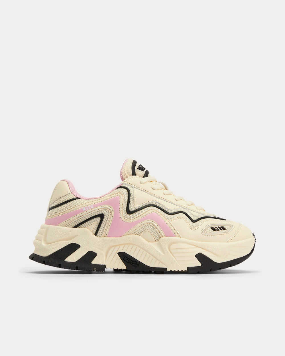 MSGM - Vortex Leather & Fabric Beige Low Top Sneakers