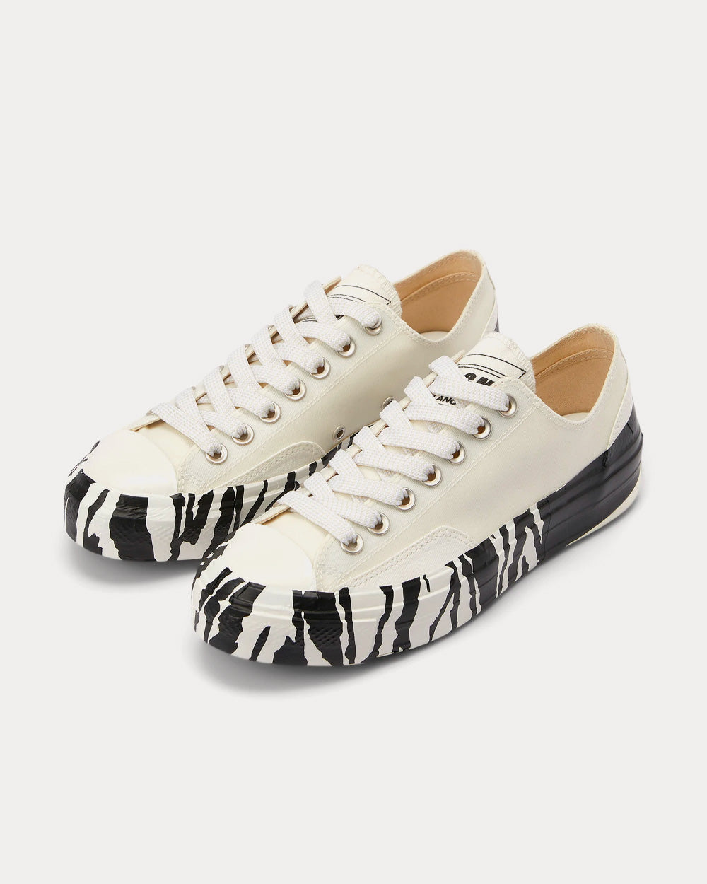 MSGM - Tape Appliqued Vulcanized Canvas White / Dark Grey Low Top Sneakers