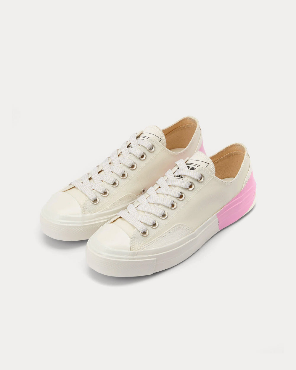 MSGM - Tape Appliqued Vulcanized Canvas White / Pink Low Top Sneakers