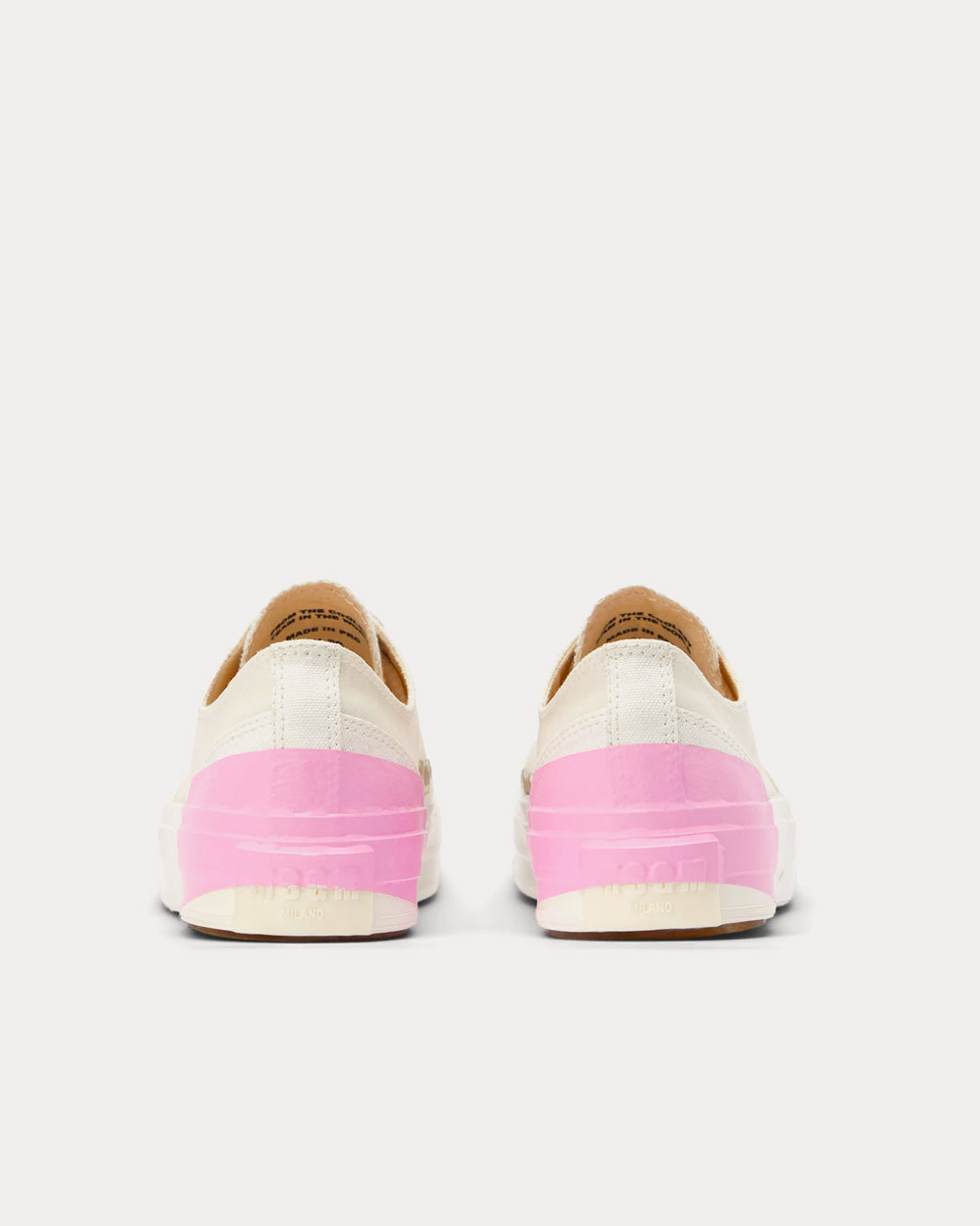 MSGM - Tape Appliqued Vulcanized Canvas White / Pink Low Top Sneakers